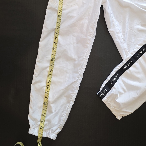 Streetwear White Track Pants Y2K Jogger Tape Side Sporty - Picture 3 of 5